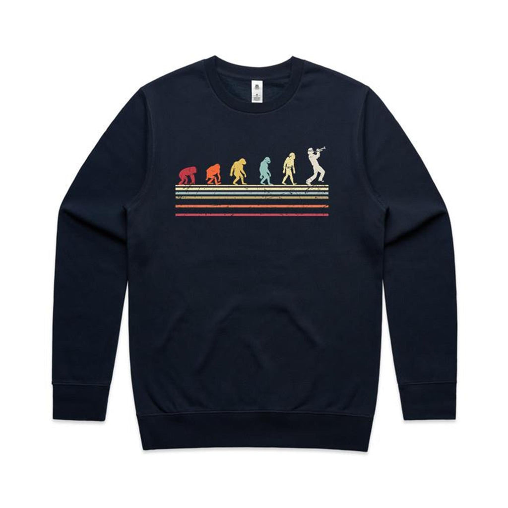 Trumpet Player Evolution - AS Colour Stencil Crew Sweatshirt Navy Sweatshirt Music Printed In Australia