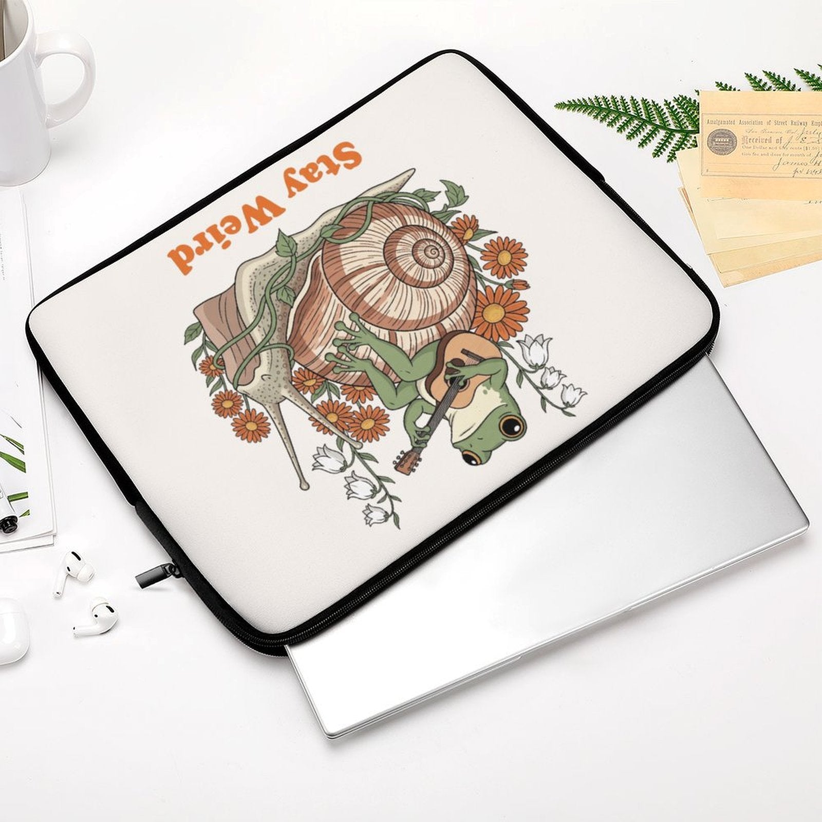 Stay Weird, Frog Playing Guitar - Laptop Sleeve (Multiple Sizes)