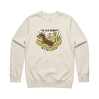 Dachshund, I've Got Friends In Low Places AS Colour Stencil Crew Sweatshirt Unisex Ecru Sweatshirt animal Printed In Australia