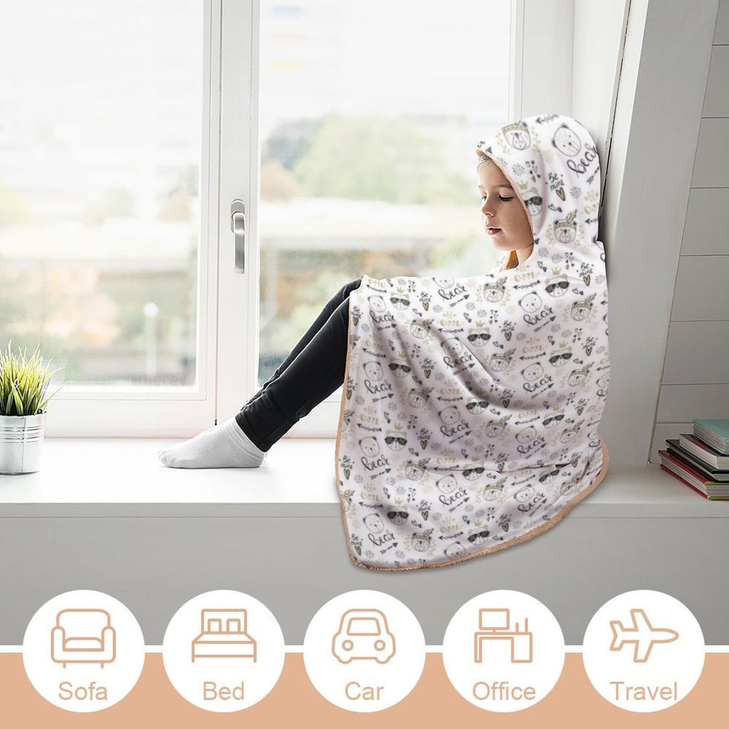 Bears Kids Hooded Blanket 100cm x 130cm