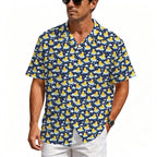 Rubber Ducks On Dark Men's Crinkle Hawaiian Shirt