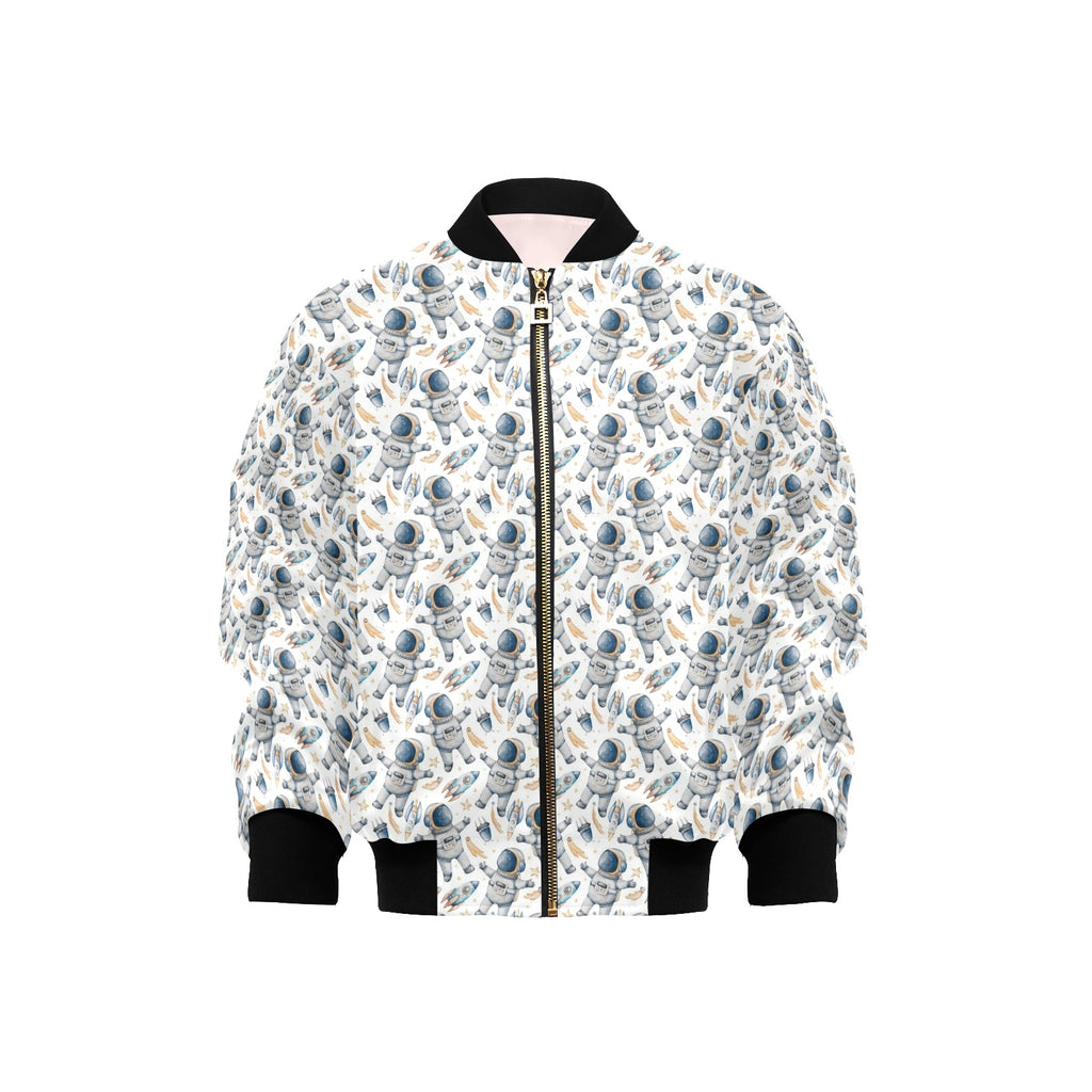 Astronauts And Rocket Ships Kids Bomber Jacket