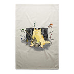 Cat Bass Player - AS Colour Tea Towel Cream One Size Tea Towel animal Music Printed In Australia