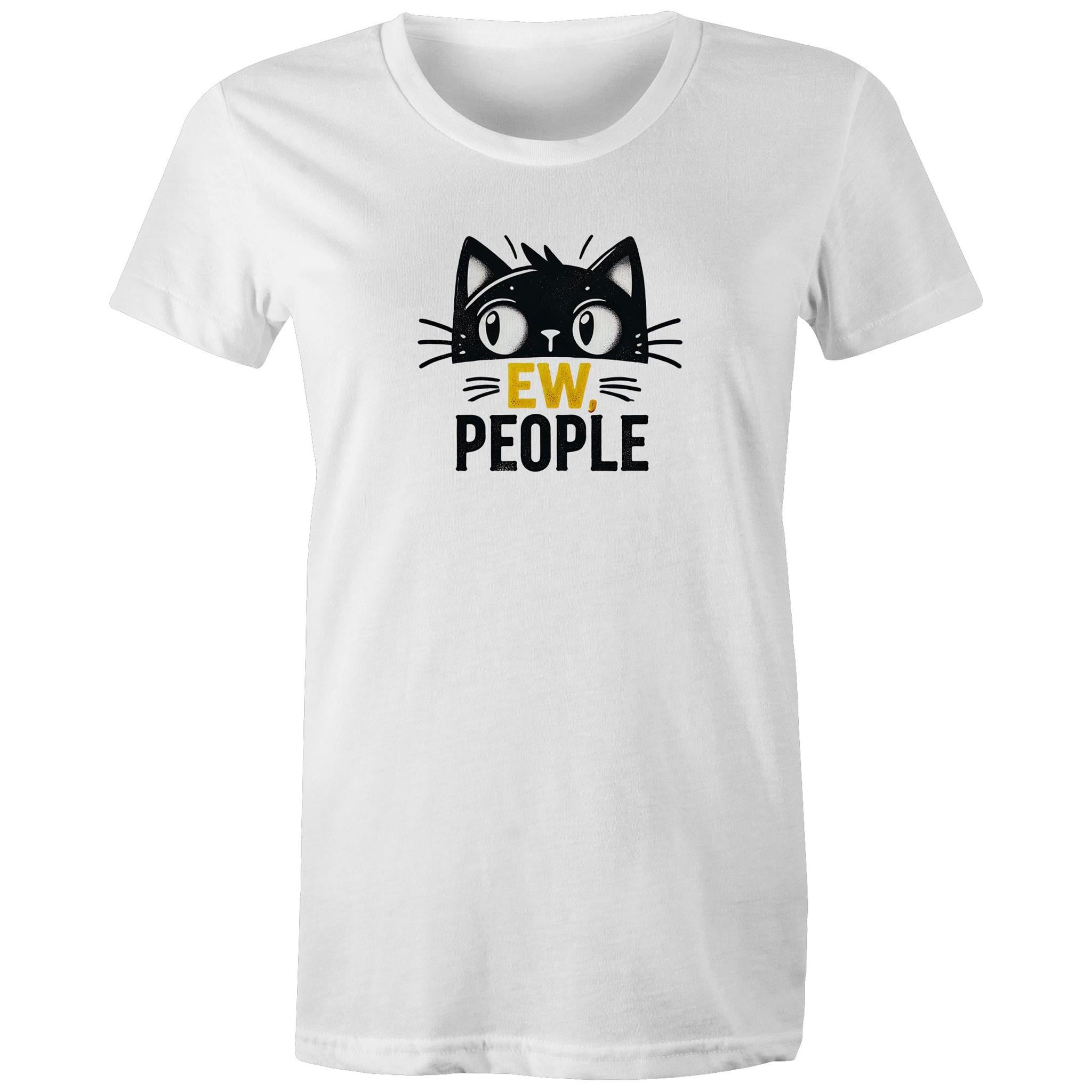 Ew People, Cat - Womens T-shirt White Womens T-shirt animal Printed In Australia