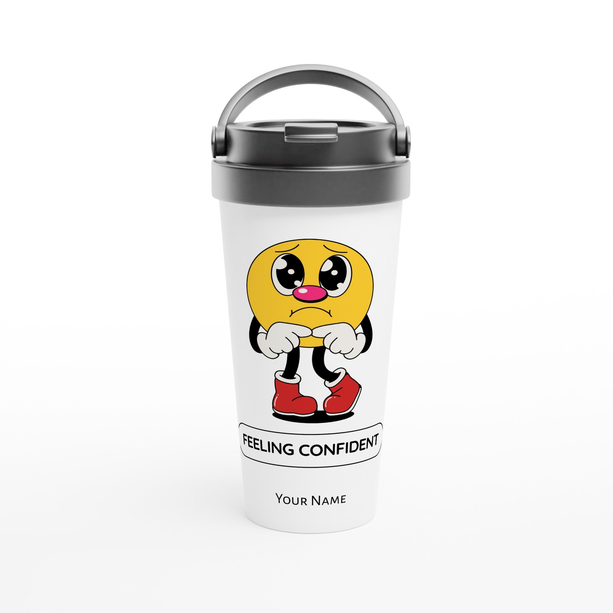 Personalised - Feeling Confident - White 15oz Stainless Steel Travel Mug Default Title Personalised Travel Mug Globally Fulfilled