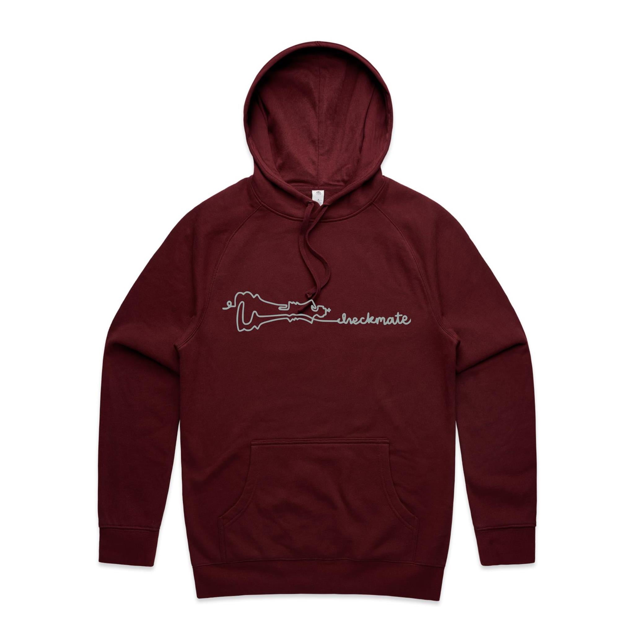 Checkmate, Chess - Mens Hoodie Burgundy Mens Hoodie Chess Games Printed In Australia