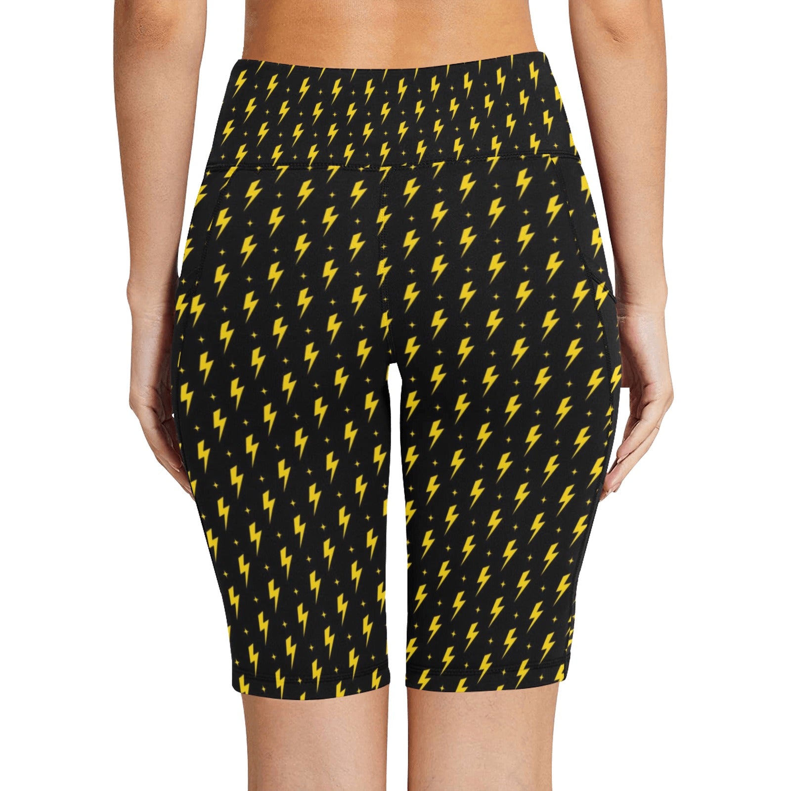 Yellow Lightning Women's Bike Shorts With Side Pockets Women's Bike Shorts comic Printed Offshore