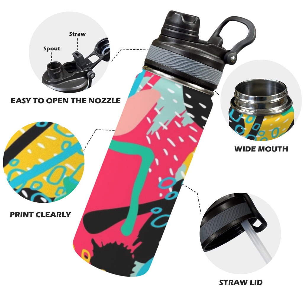 Bright And Colourful - Insulated Water Bottle with Dual-Use Lid (18oz) Insulated Water Bottle with Dual-Use Lid (18oz) Printed Offshore