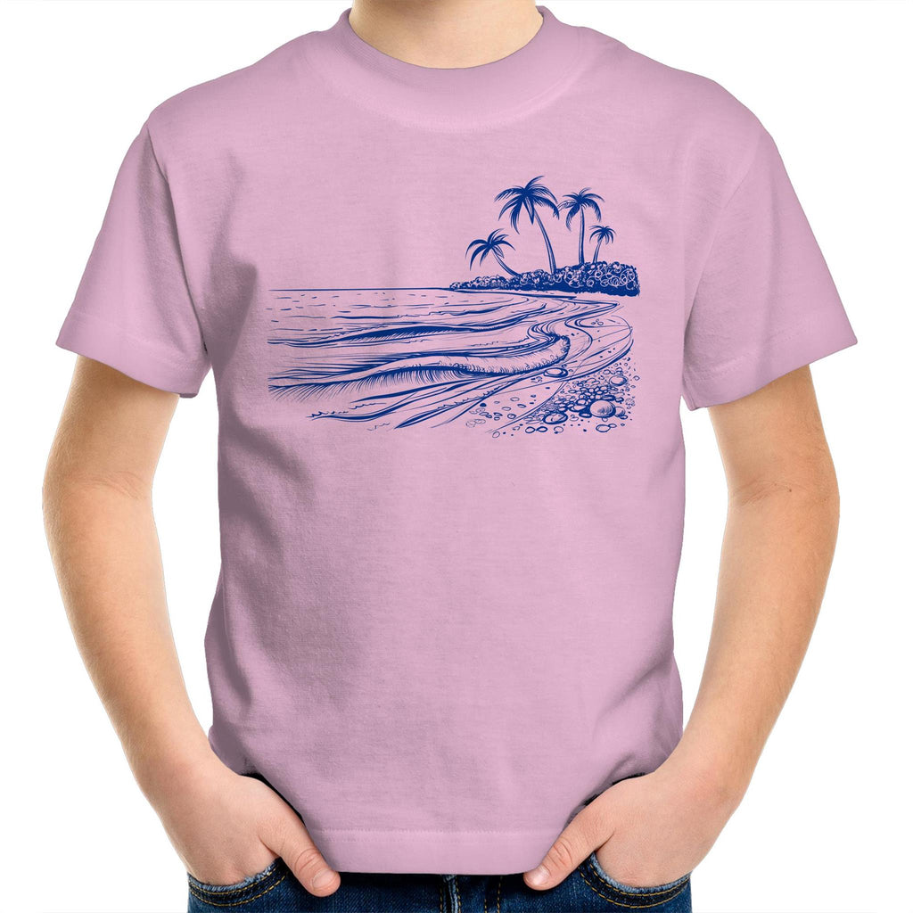 Surf Beach - Kids Youth T-Shirt Pink Kids Youth T-shirt Printed In Australia Summer Surf