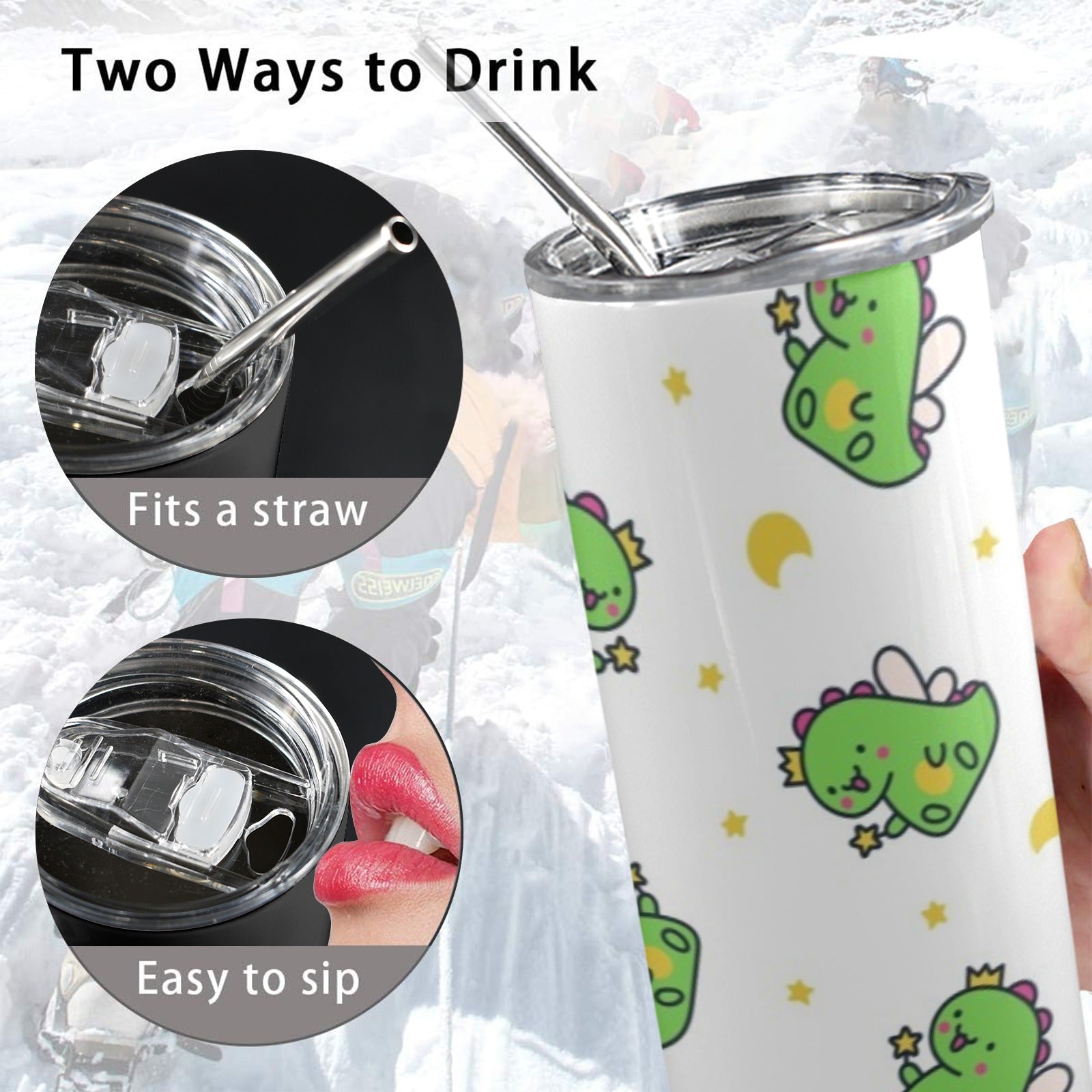 Dinosaur Fairy - 20oz Tall Skinny Tumbler with Lid and Straw