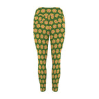 Yellow Flowers On Green Women's High Waist Pockets Yoga Leggings