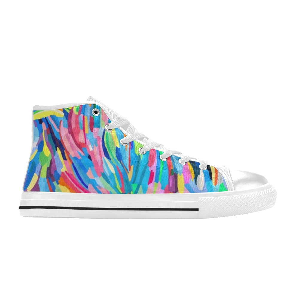 Brushstrokes - Kids High Top Canvas Shoes