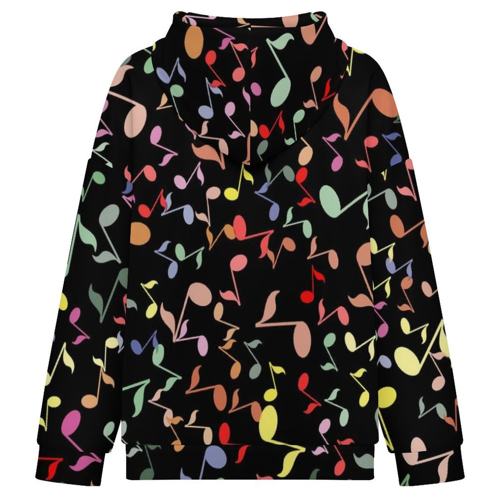 Quavers Colourful Music Notes Women's Full-Zip Hoodie
