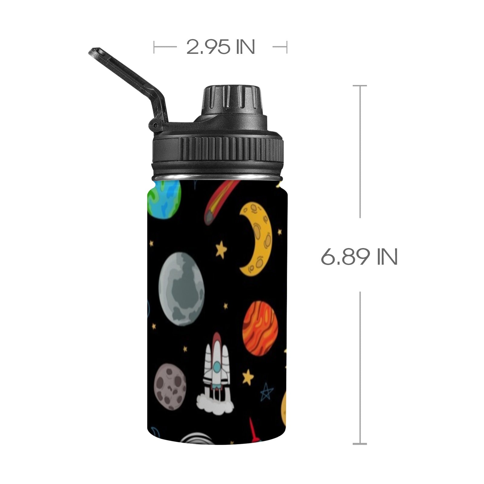 Kids Space - Kids Water Bottle with Chug Lid (12 oz) One Size Kids Water Bottle with Chug Lid Printed Offshore Space