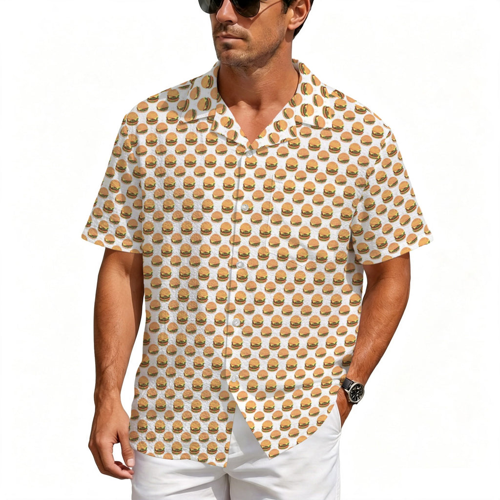 Hamburgers Men's Crinkle Hawaiian Shirt