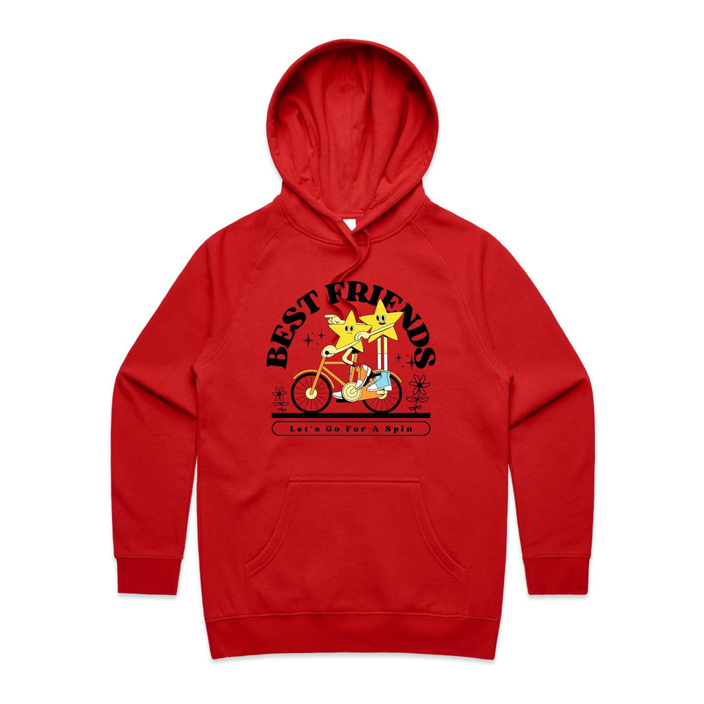Best Friends - Womens Hoodie Red Womens 2XL Womens Hoodie Printed In Australia