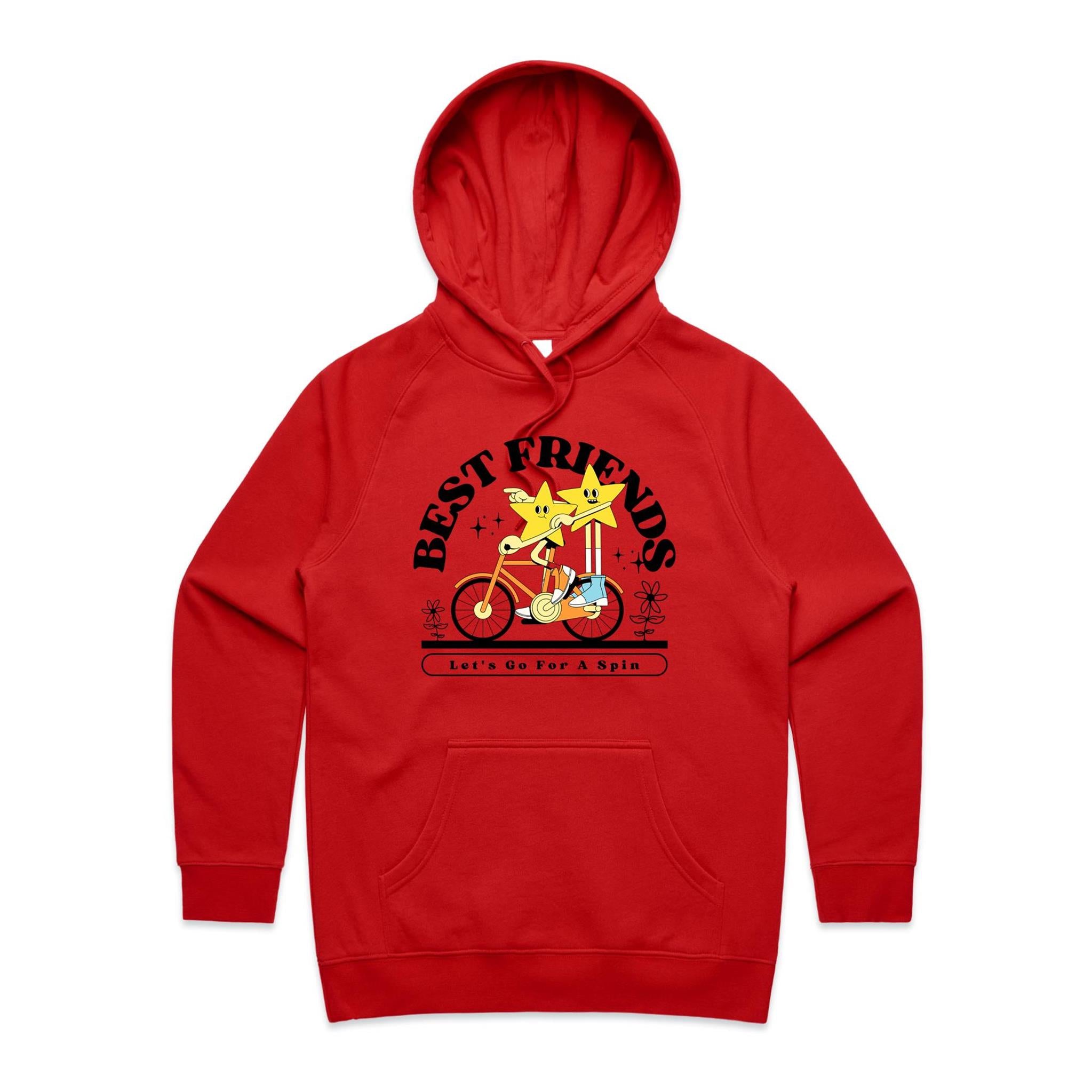 Best Friends - Womens Hoodie Red Womens 2XL Womens Hoodie Printed In Australia