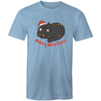 Merry Christmas Cat - Mens T-Shirt Carolina Blue Mens Christmas T-shirt Christmas Printed In Australia