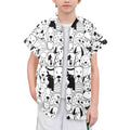 Black And White Dogs - Senior Kids Hawaiian Shirt