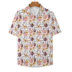 Painted Flowers Women's Short-Sleeve Button Up Shirt Women's Short-Sleeve Button Up Shirt Plants Printed Offshore