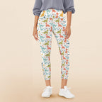 Cute Colourful Dinosaurs - Women's High Waist Pockets Yoga Leggings