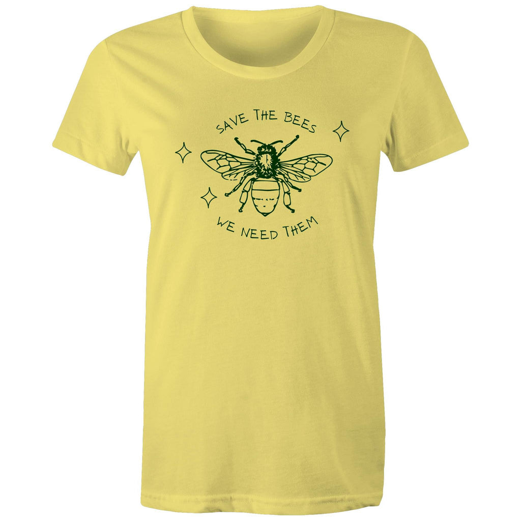 Save The Bees - Womens T-shirt Yellow Womens T-shirt animal Printed In Australia