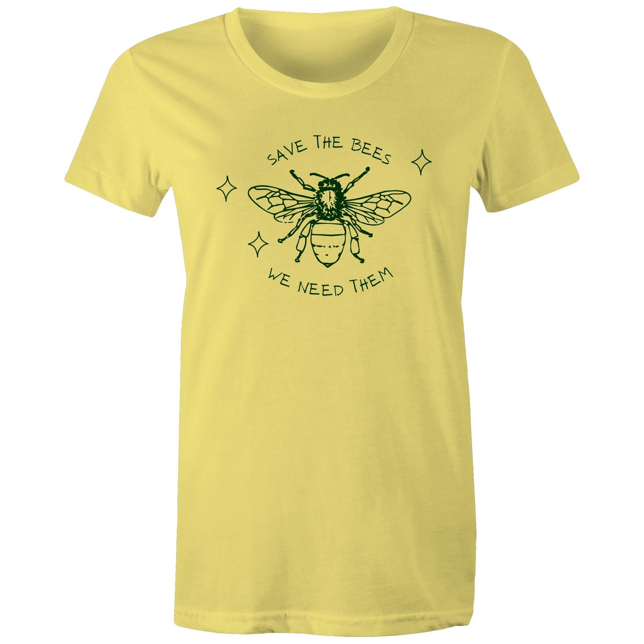 Save The Bees - Womens T-shirt Yellow Womens T-shirt animal Printed In Australia