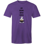 Life Begins After Coffee - Mens T-Shirt Purple Mens T-shirt Coffee Printed In Australia