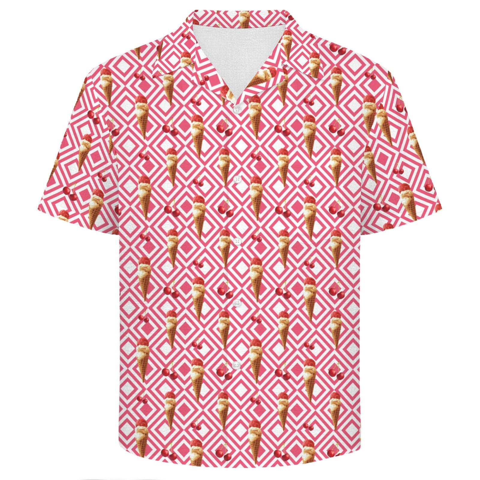 Cherry Ice-cream Men's Crinkle Hawaiian Shirt