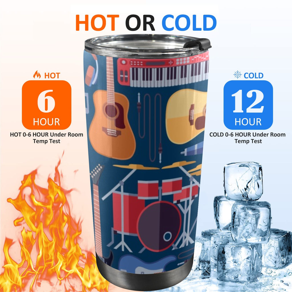 Music Instruments - 20oz Mobile Tumbler with Lid (Black Lock) 20oz Travel Mug Music Printed Offshore