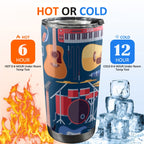 Music Instruments - 20oz Mobile Tumbler with Lid (Black Lock) 20oz Travel Mug Music Printed Offshore