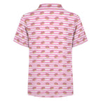 Pink Doughnut Stripes Kids Youth Short Sleeve Button Up Shirt