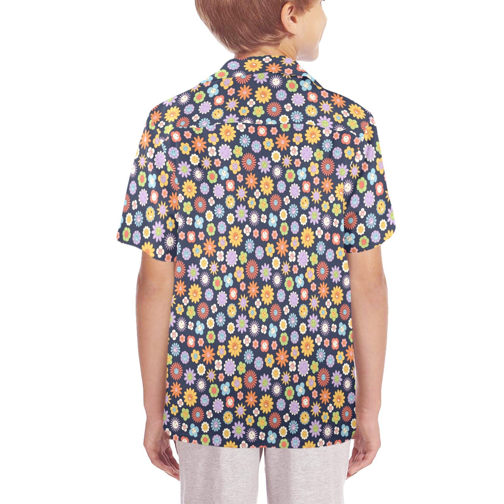 Groovy Flowers Senior Kids Hawaiian Shirt