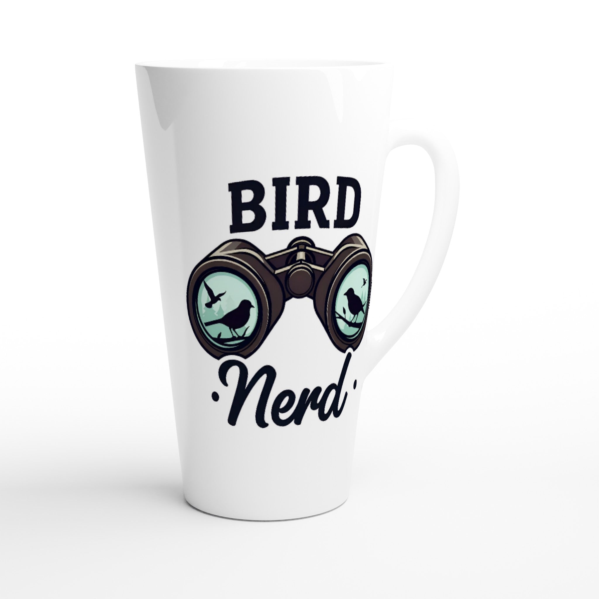 Bird Nerd - White Latte 17oz Ceramic Mug Latte Mug animal Globally Fulfilled