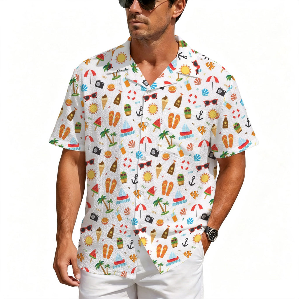 Beach Time Men's Crinkle Hawaiian Shirt
