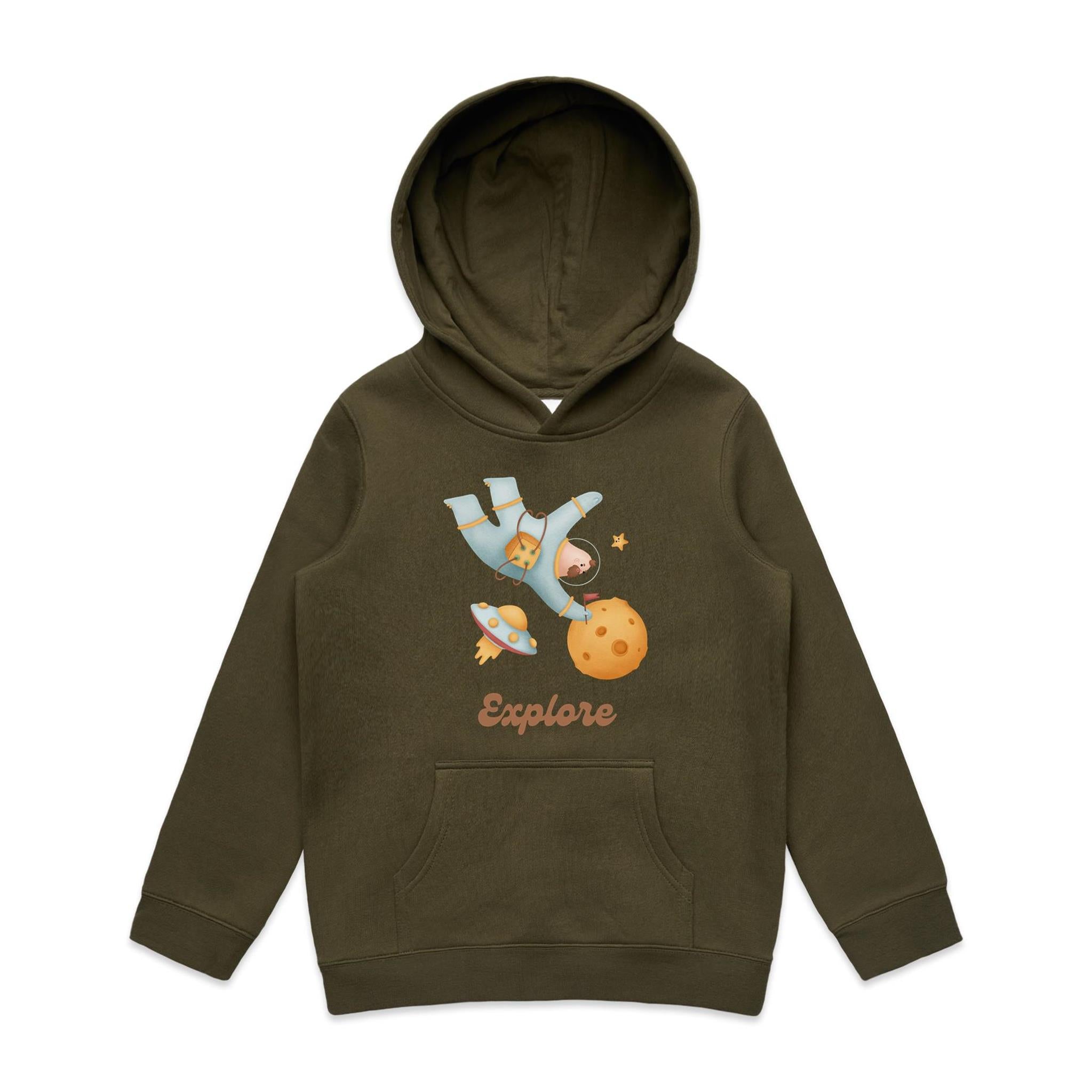 Explore, Astronaut, Space - Kids Hoodie Army Kids Hoodie Printed In Australia