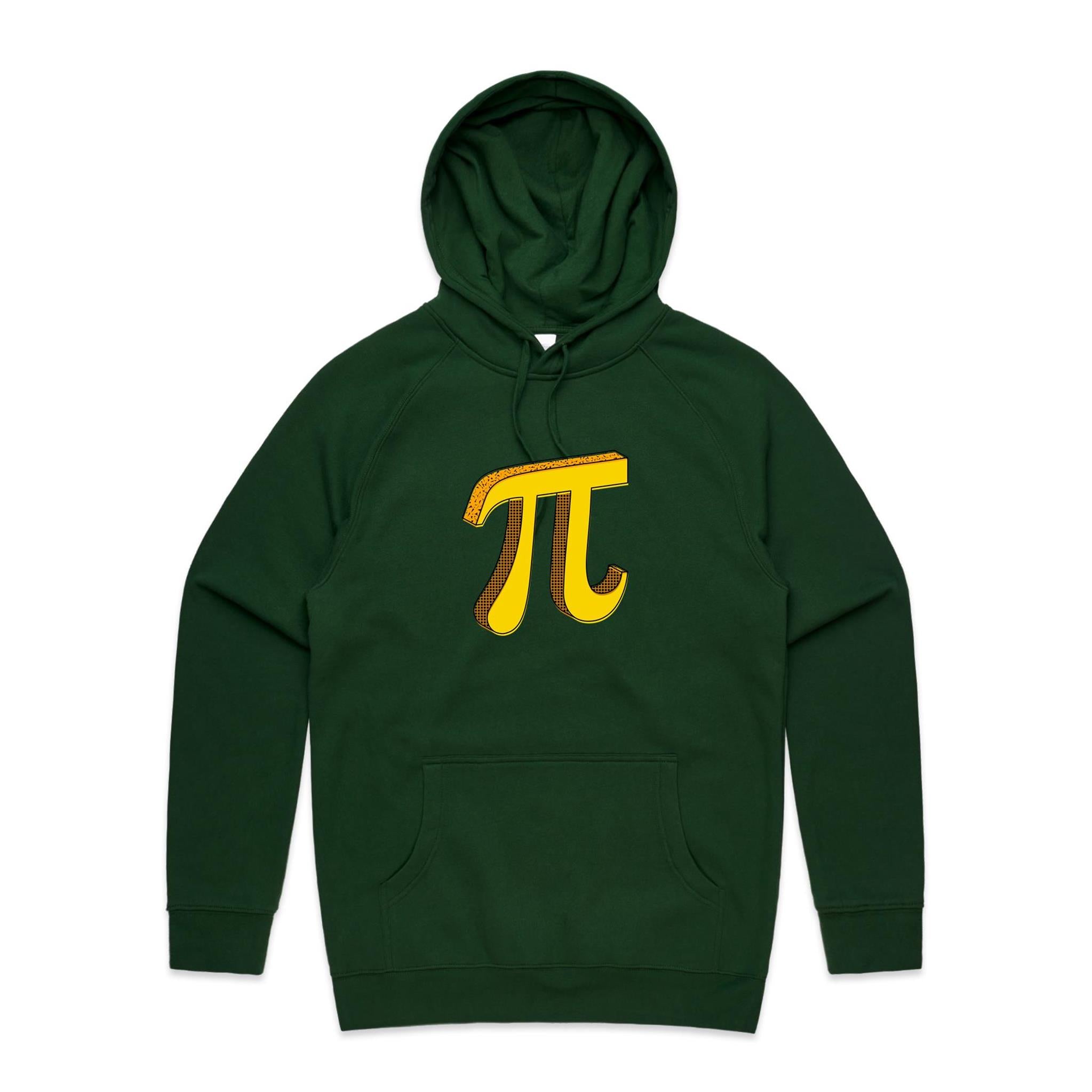 Pi - Mens Hoodie Forest Green Mens Hoodie Maths Printed In Australia Science