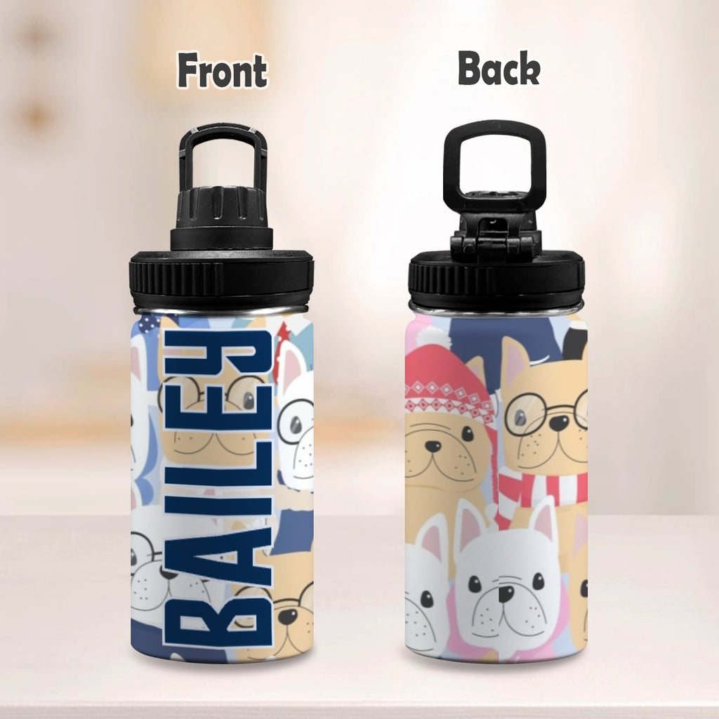 Personalised - Dog Crowd - Kids Stainless Steel Water Bottle