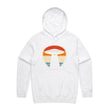 UFO, Retro Stripes - Mens Hoodie White Mens Hoodie Printed In Australia Sci Fi