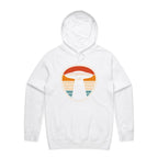 UFO, Retro Stripes - Mens Hoodie White Mens Hoodie Printed In Australia Sci Fi