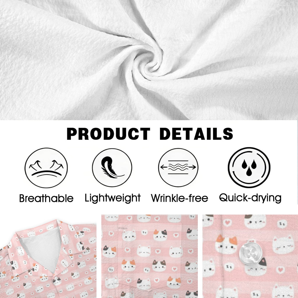 Pink Cats Men's Crinkle Hawaiian Shirt