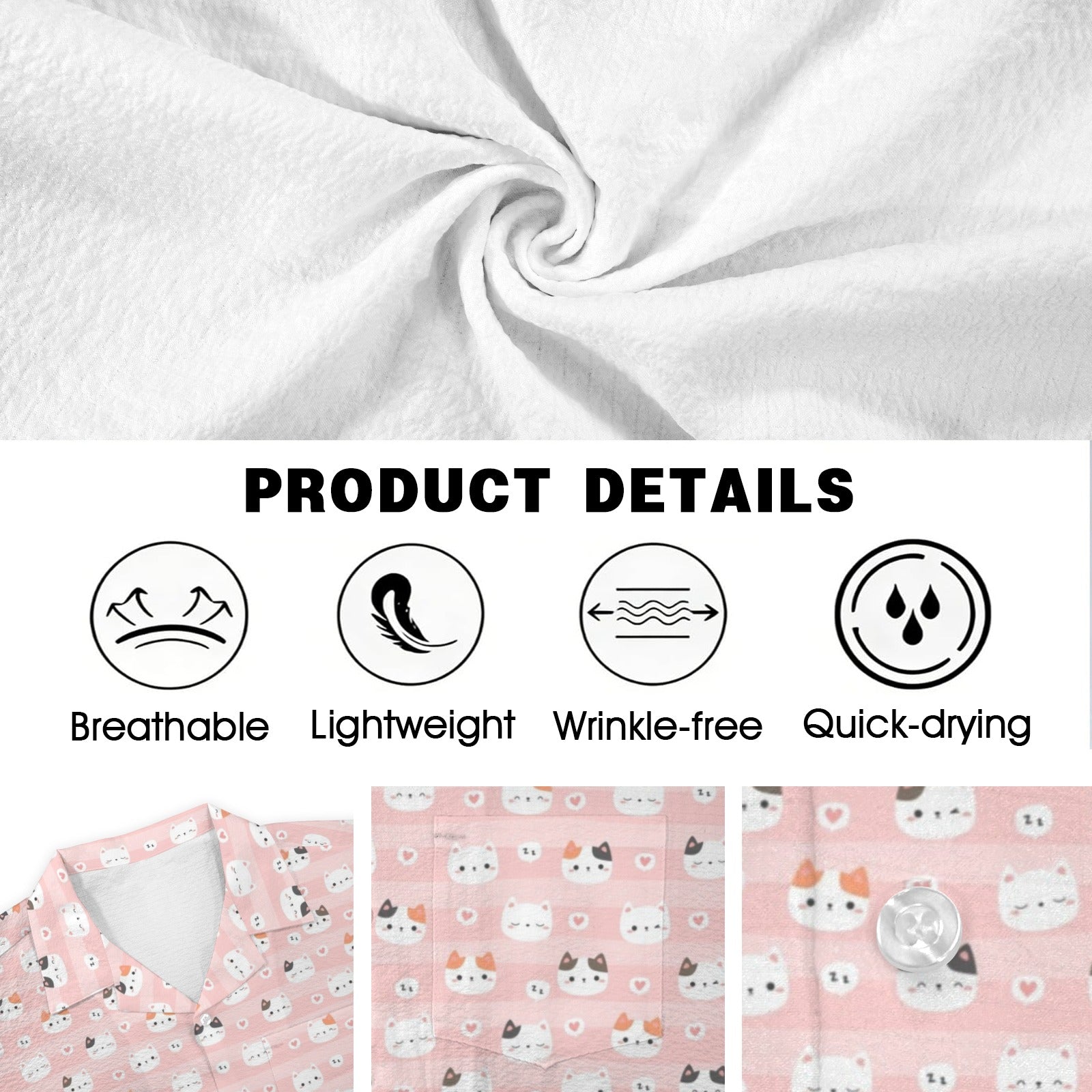 Pink Cats Men's Crinkle Hawaiian Shirt