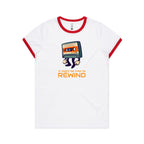 It Might Be Time To Rewind, Cassette Tape - Women's Ringer Tee White Red Womens Ringer T-shirt Music Printed In Australia Retro