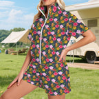 Tropical Floral Women's Windbreaker Short Set Women's Windbreaker Short Set Plants Printed Offshore