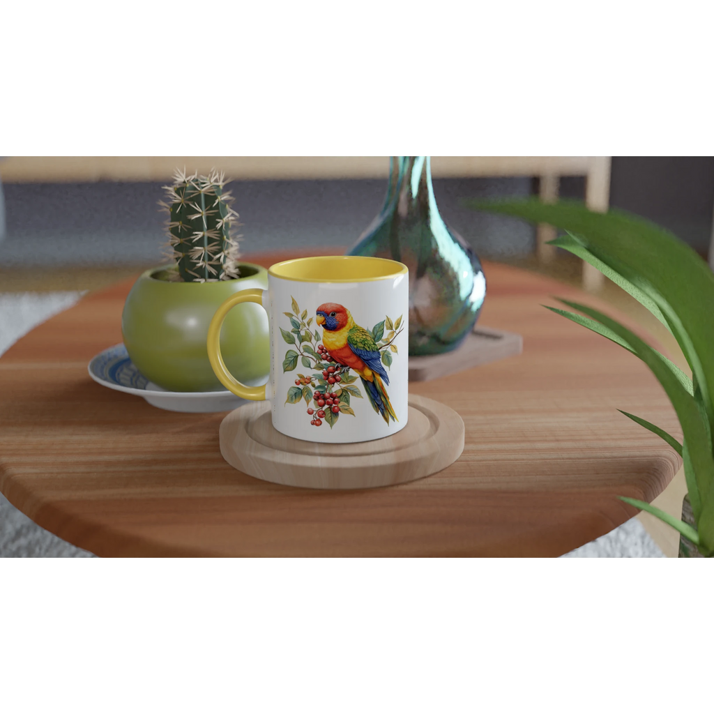 Lorikeet, Australian Birds - 11oz Ceramic Mug With Colour Inside Colour 11oz Mug animal Globally Fulfilled