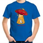 UFO, Here For The Cats - Kids Youth T-Shirt Bright Royal Kids Youth T-shirt animal Printed In Australia Sci Fi