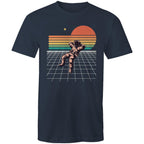 Retro Astronaut - Mens T-Shirt Navy Mens T-shirt Printed In Australia Retro Space