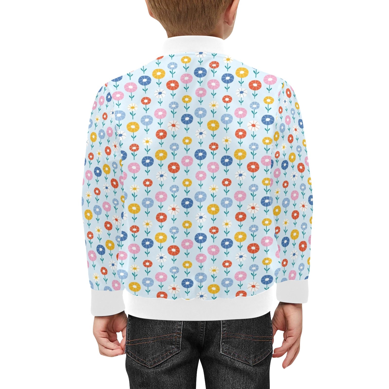Abstract Cute Flowers Kids Bomber Jacket