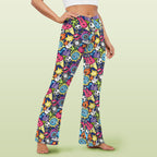 Sticker Music High Waist Crossover Tummy Control Flare Leggings High Waist Flare Leggings Music Printed Offshore