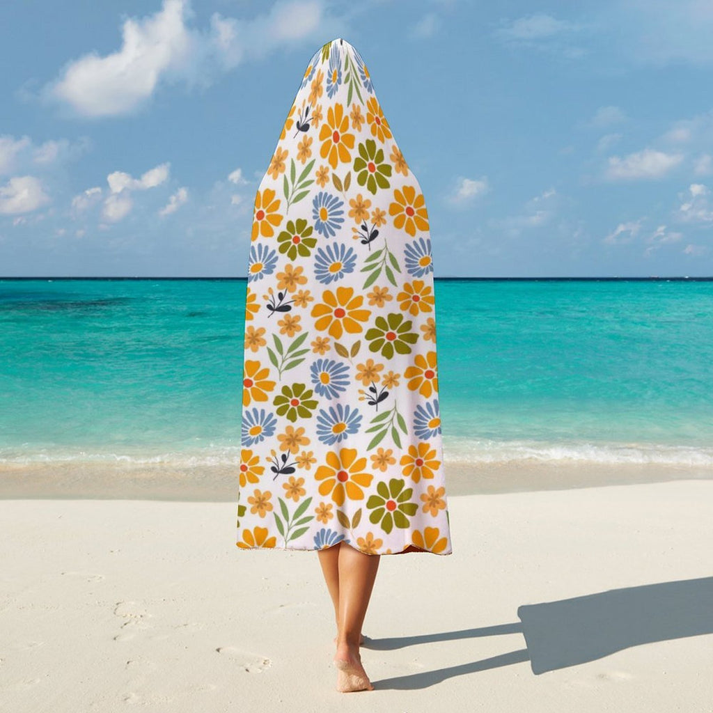 Boho Flowers Kids Hooded Blanket 100cm x 130cm Kids Hooded Blanket Plants Printed Offshore